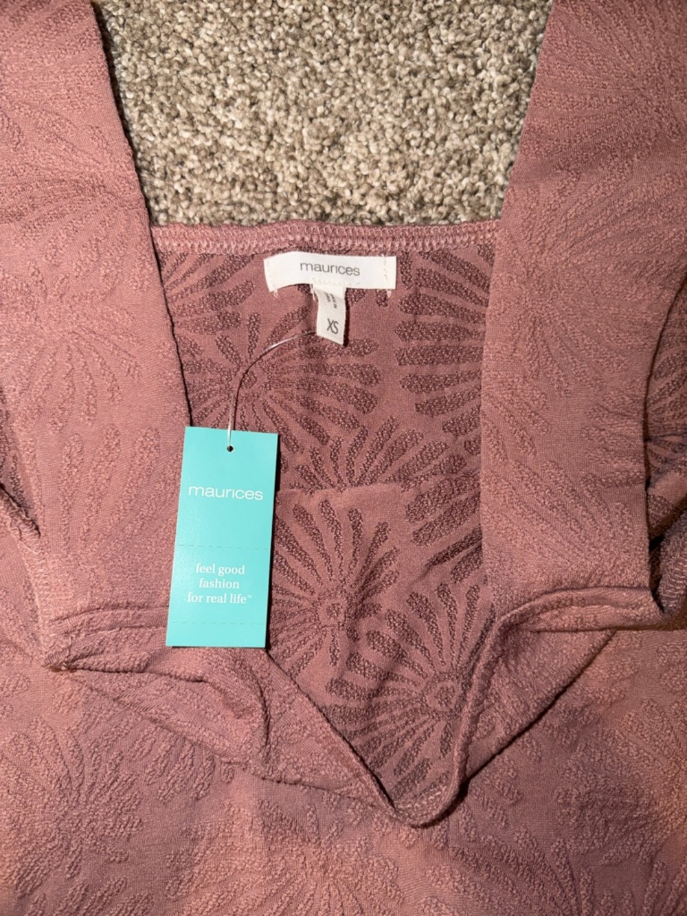 Maurices Mauve Dusty Rose Floral Textured Square-Neck Tank - Picture 2 of 4
